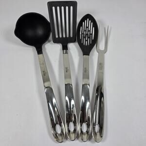 All-Clad Kitchen Utensil Set Slotted Spoon Spatula Ladle Fork Stainless/Black